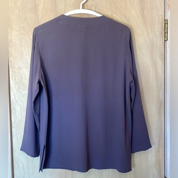 EILEEN FISHER Jacket Long Sleeve 1 Button Closure Purple Silk Women’s Sz: PS - Picture 2 of 9